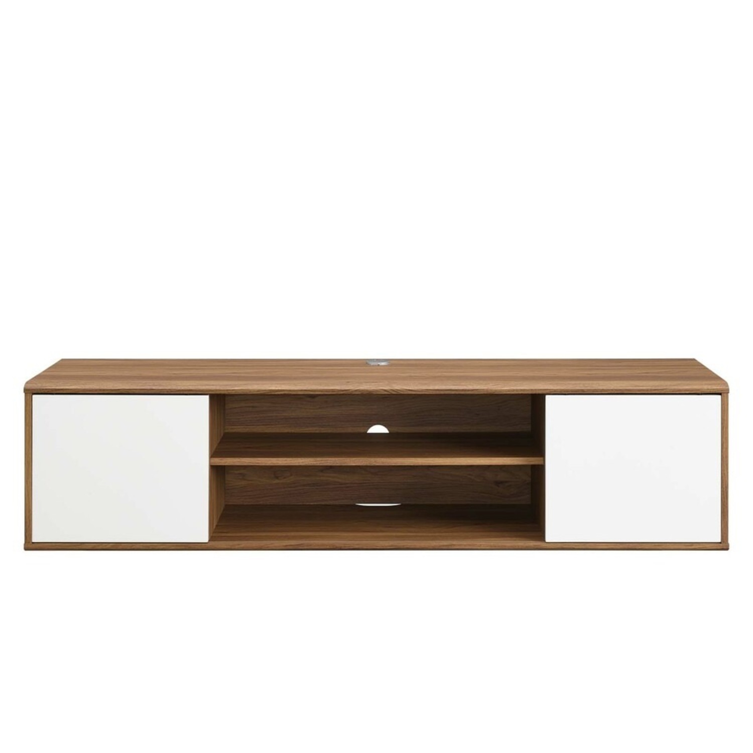 Modway 60" Wall-Mounted TV Stand In Walnut & White Finish - image-2