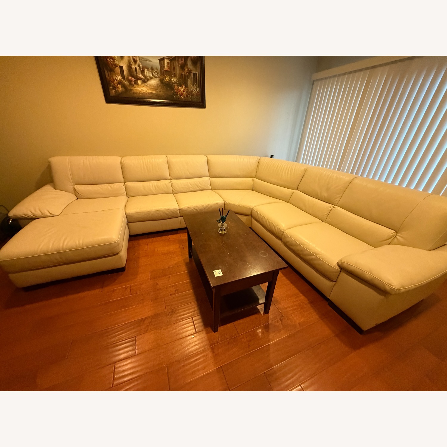 Beige 4-Piece Sectional Leather Sofa - image-2