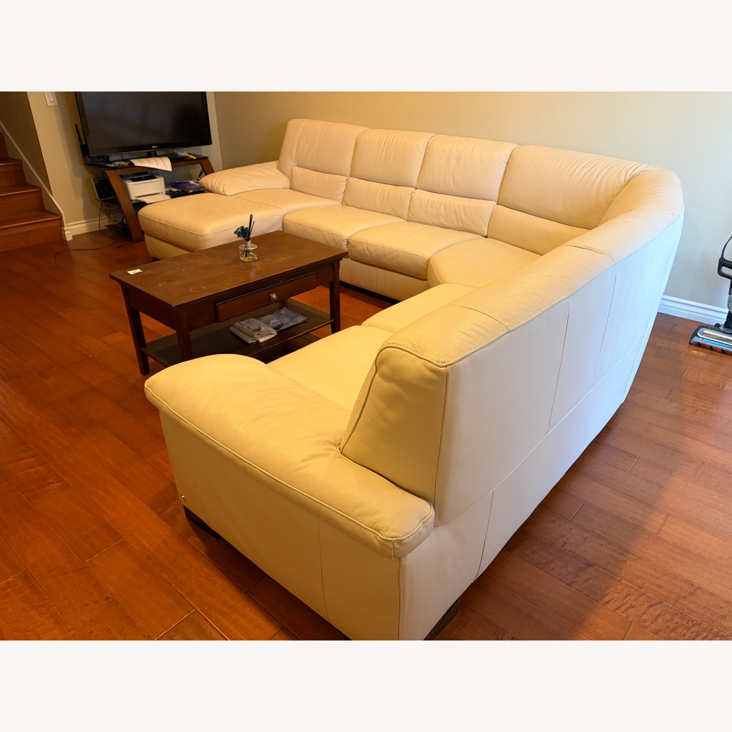 Beige 4-Piece Sectional Leather Sofa - image-3
