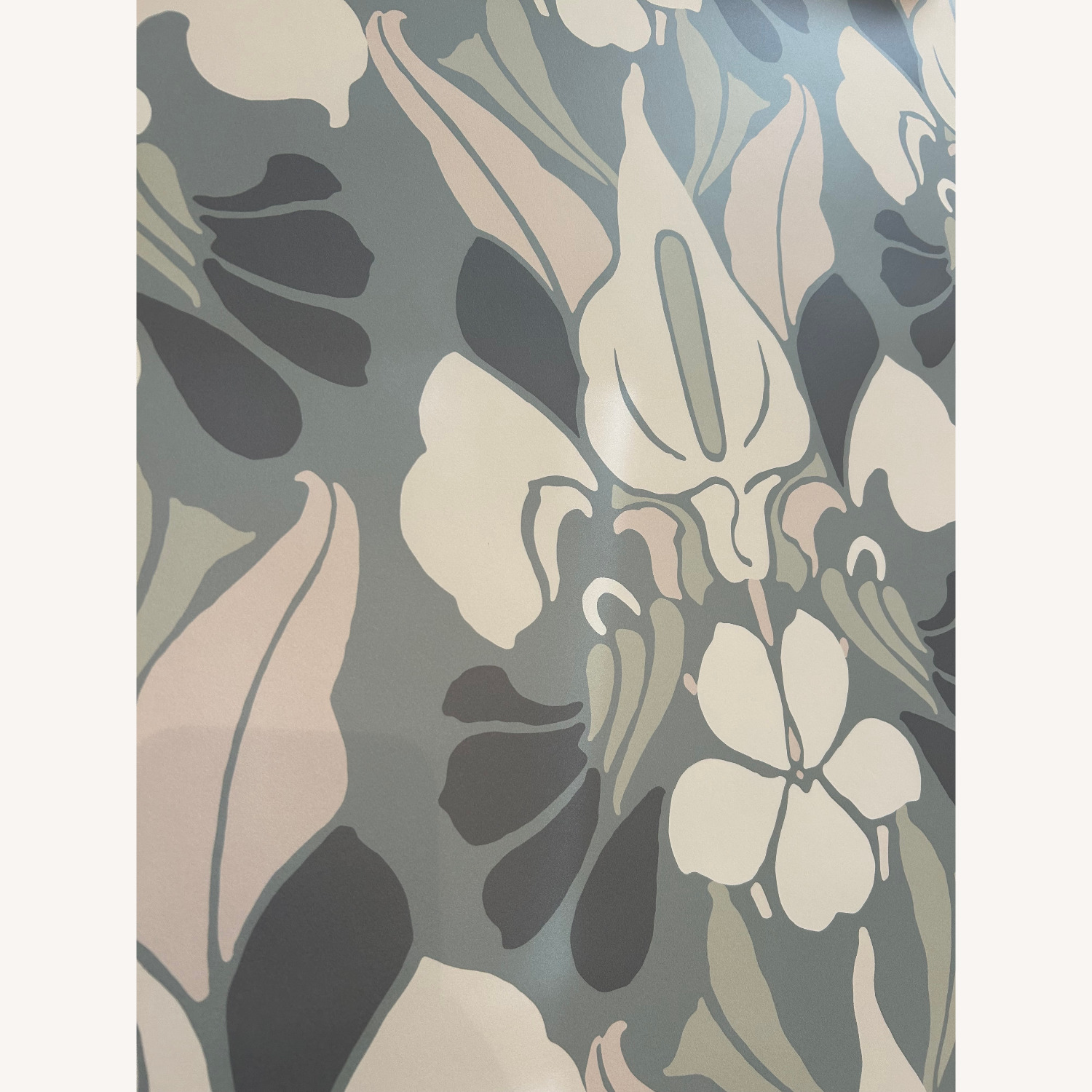 Ash Blue Dragon Flower Pattern Premium Wallpaper  - image-4