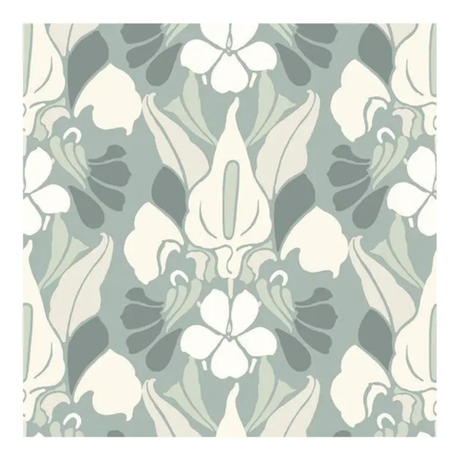 Ash Blue Dragon Flower Pattern Premium Wallpaper  - image-5