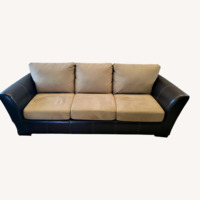 Living Spaces Dark Brown Fabric 3+ Seater Sofa