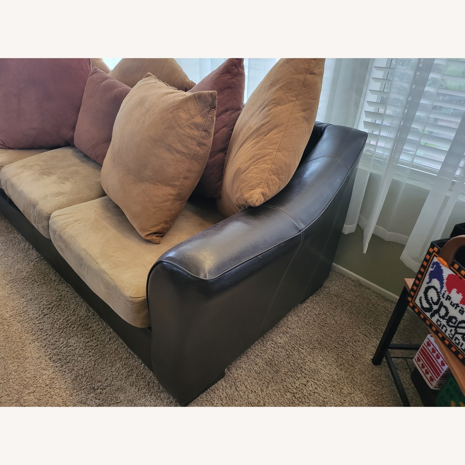 Living Spaces Dark Brown Fabric 3+ Seater Sofa - image-2