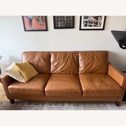 Used Light Brown Leather 3-Seater Sofa for sale on AptDeco