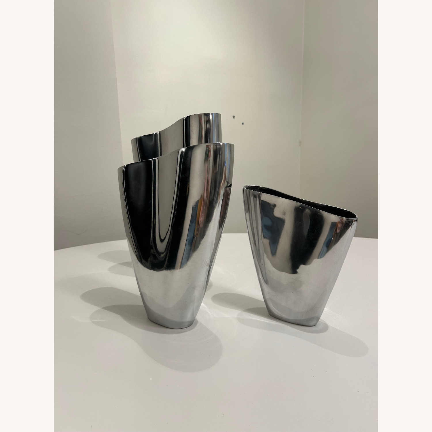 Set of 3 Polished Aluminum Decoative Vases - image-2