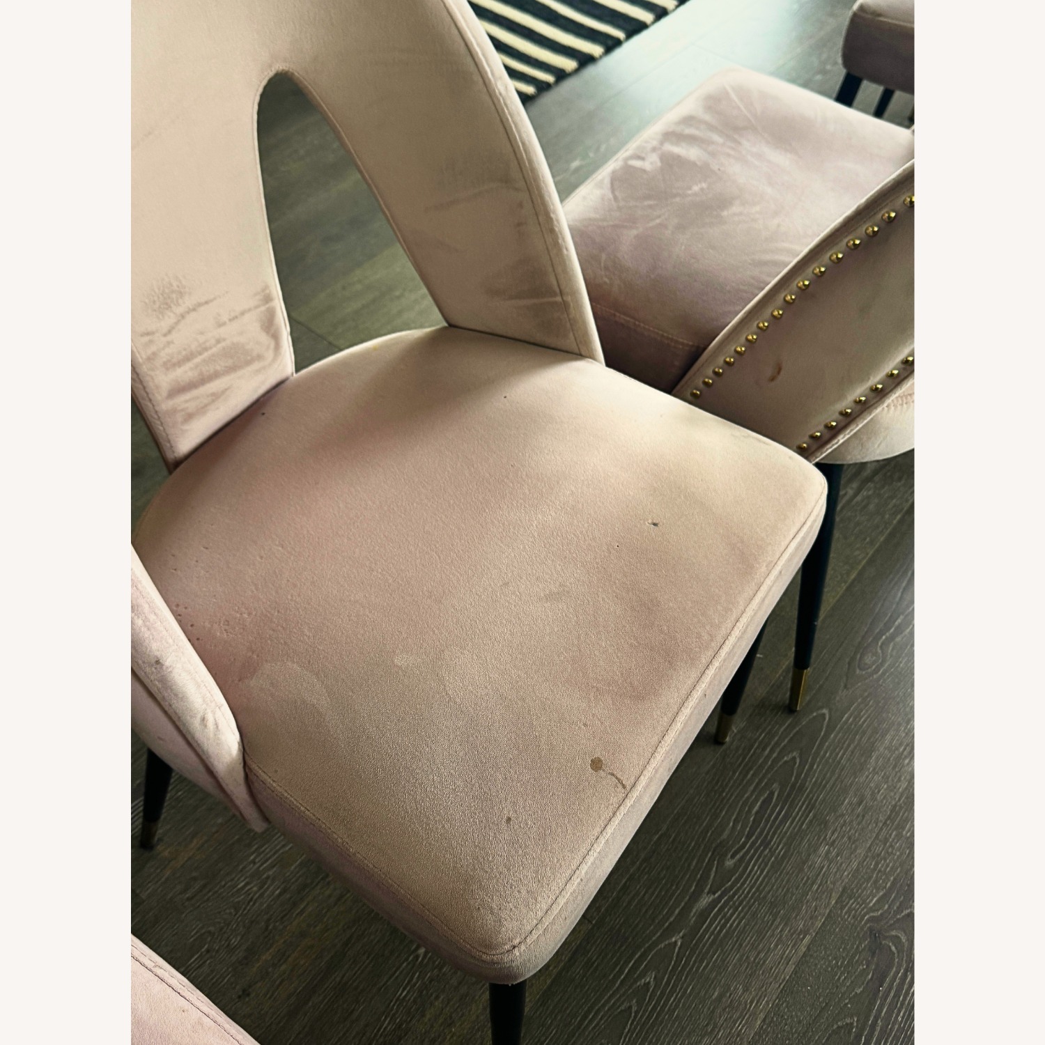 Set of 6 Meridian Akoya Pink Velvet Dining Chairs - image-6