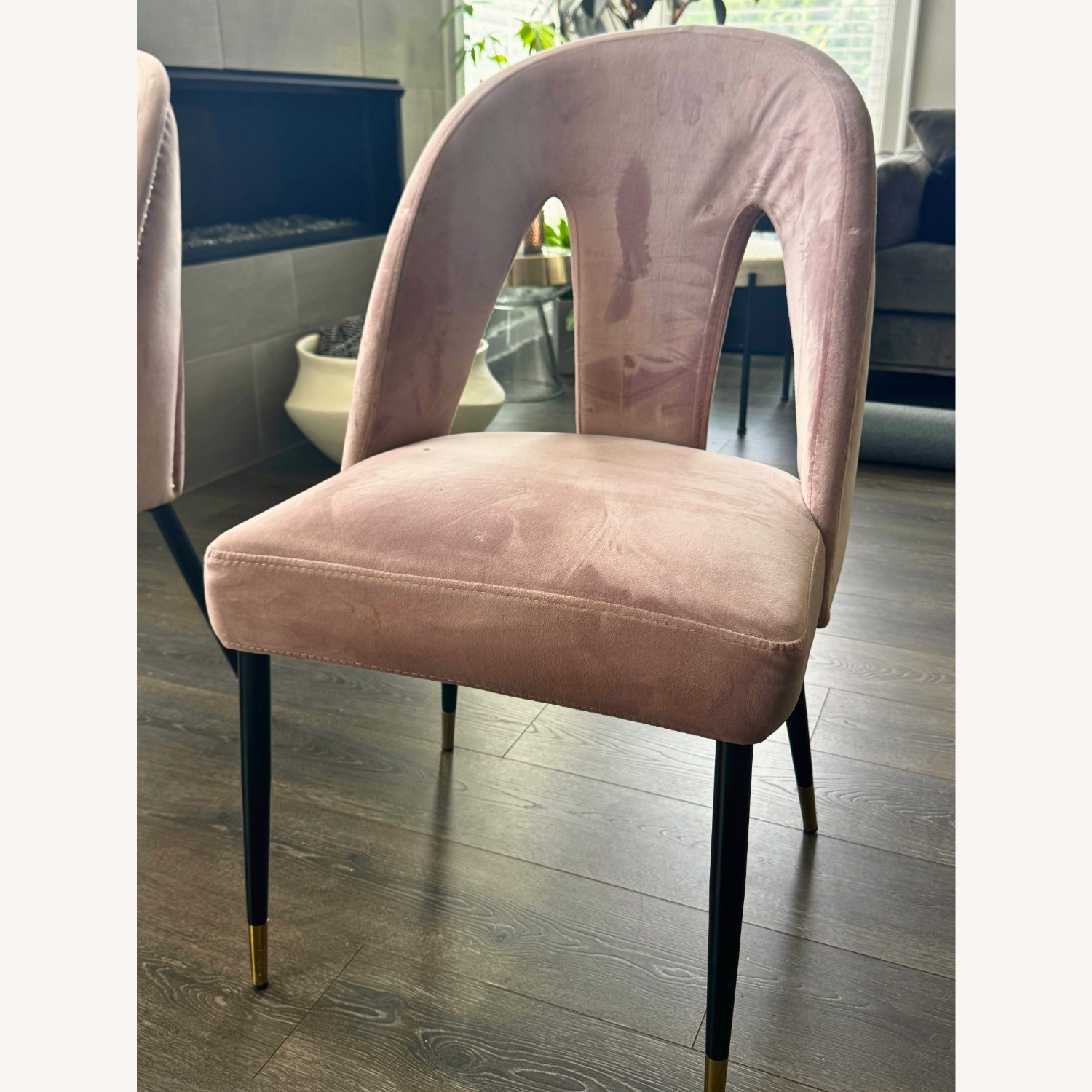 Set of 6 Meridian Akoya Pink Velvet Dining Chairs - image-7