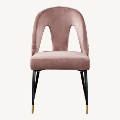 Used Set of 6 Meridian Akoya Pink Velvet Dining Chairs for sale on AptDeco