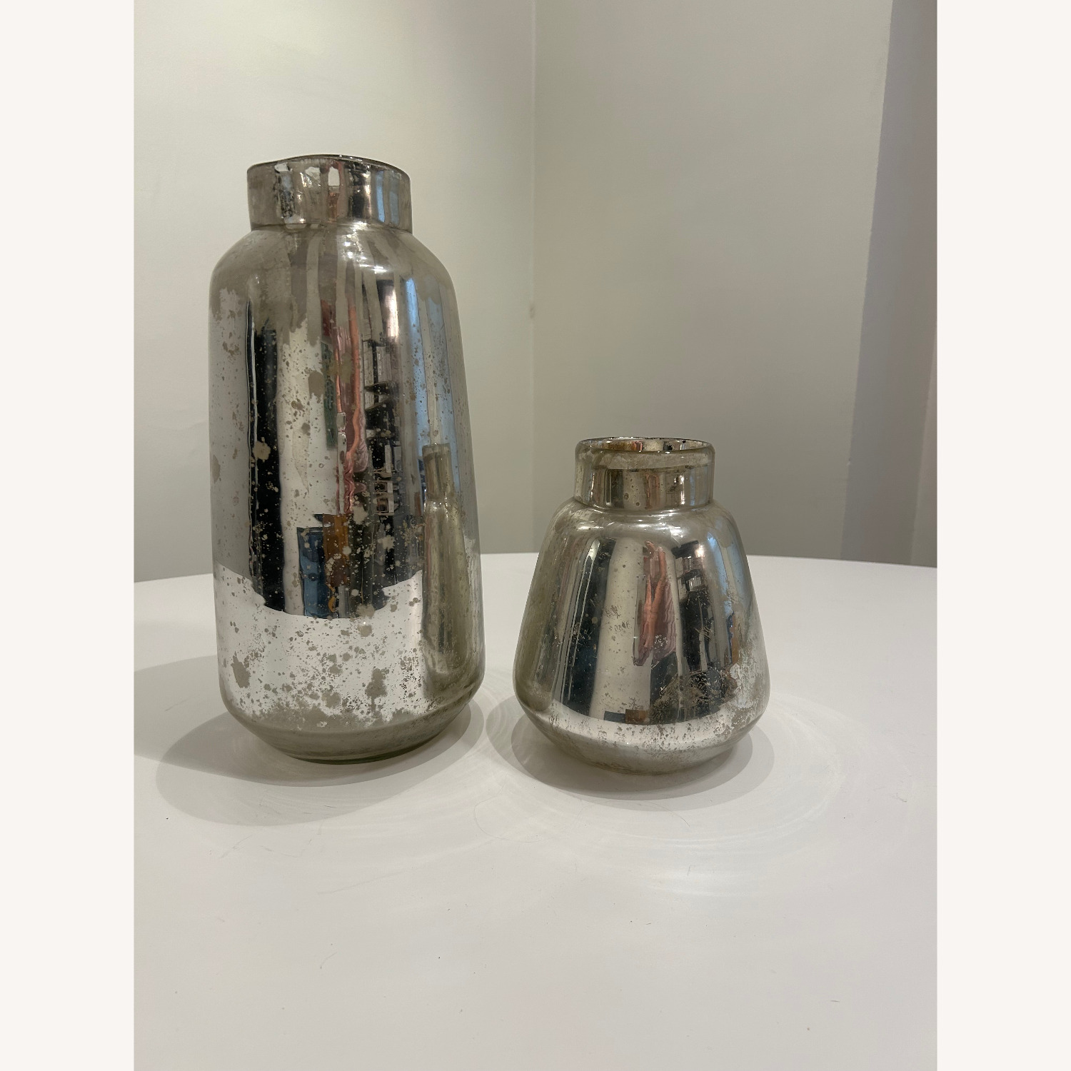 West Elm Set of Two Mercury Glass Vases - image-1