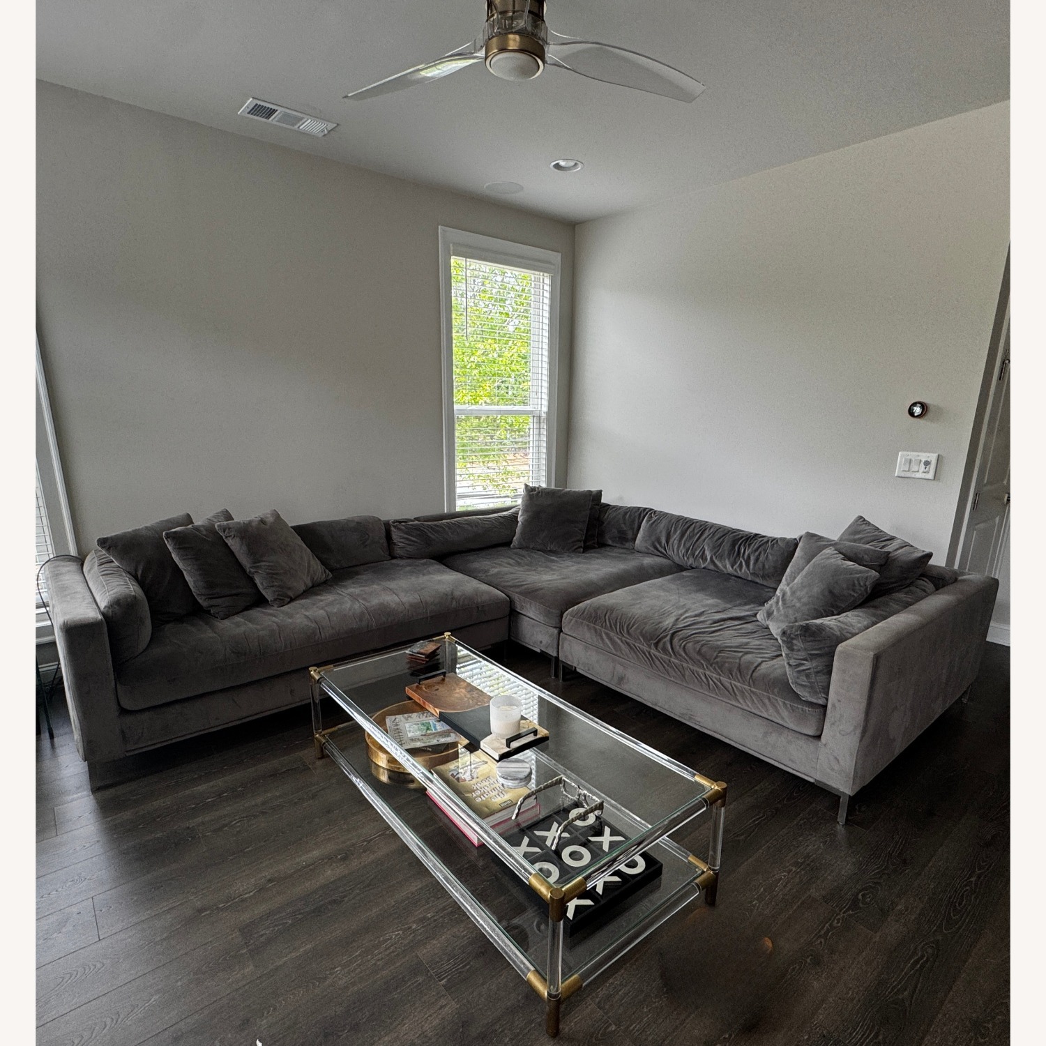 American Signature Moda Gray Sectional W Chaise  - image-3