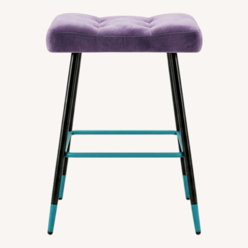 Used Set of 3 Customized Velvet Counter Stools for sale on AptDeco