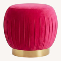 Set of 2 TOV Tulip Pink Velvet Ottomans 
