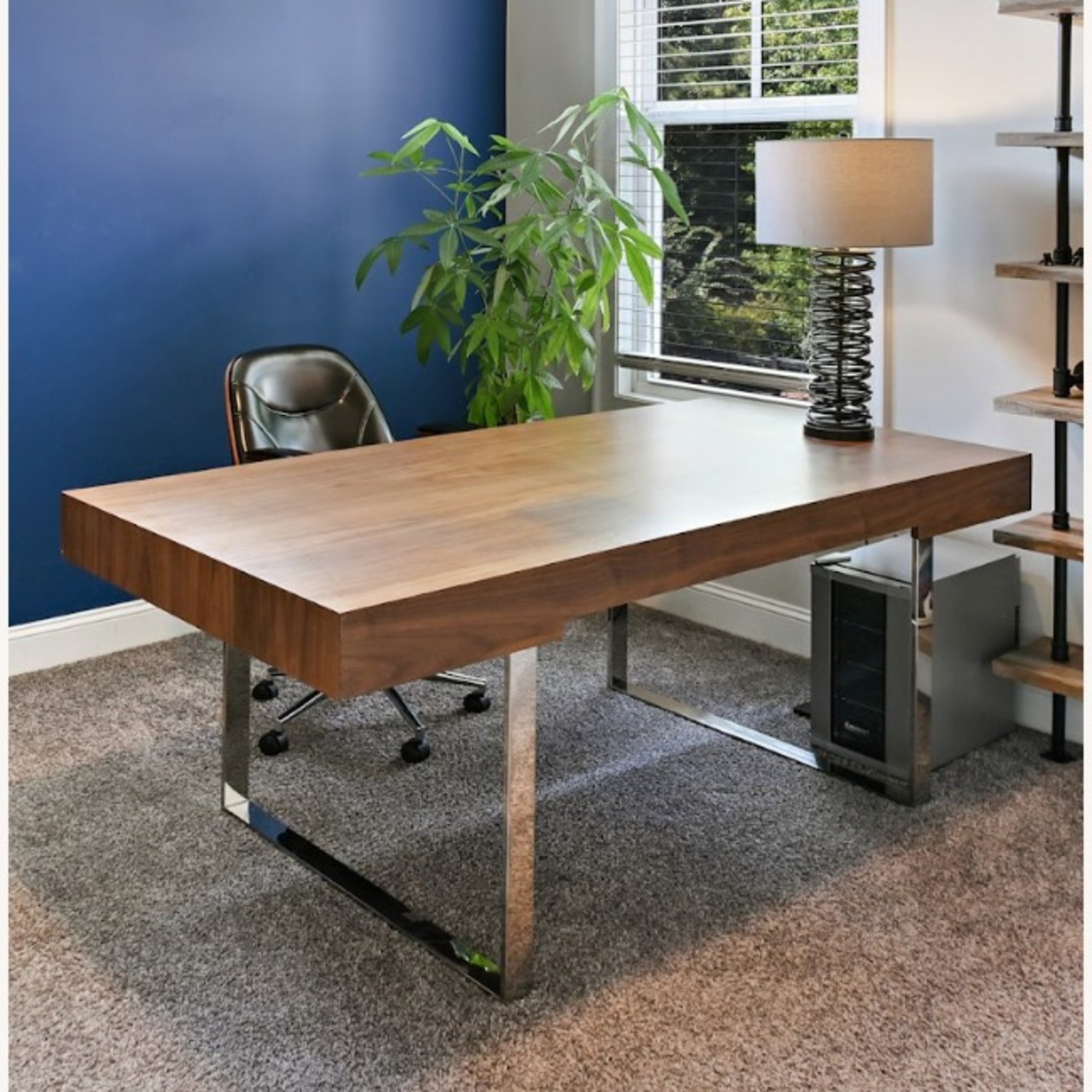 Modway Oversized Walnut Wood Writing Desk - 75" - image-3