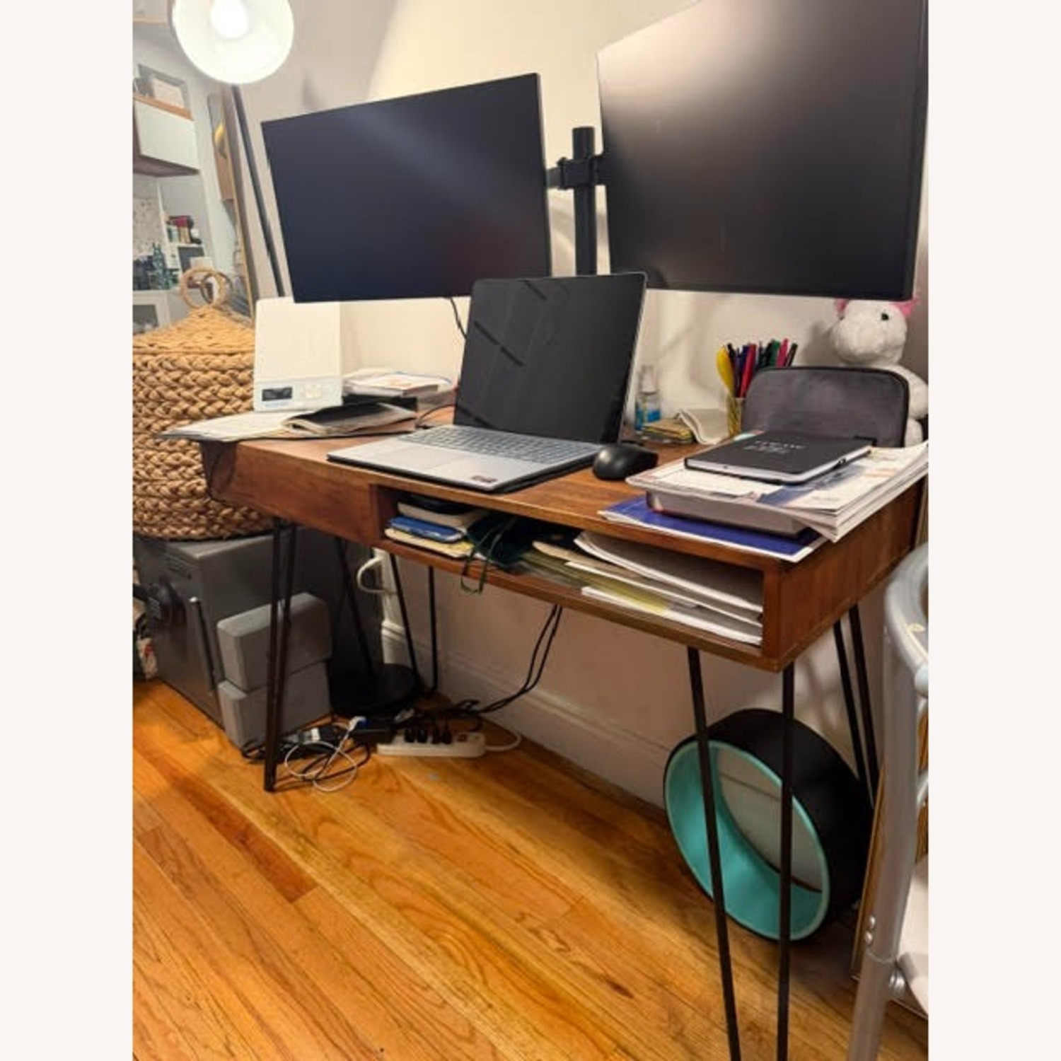 HD Buttercup Light Brown Wood Desk - image-1