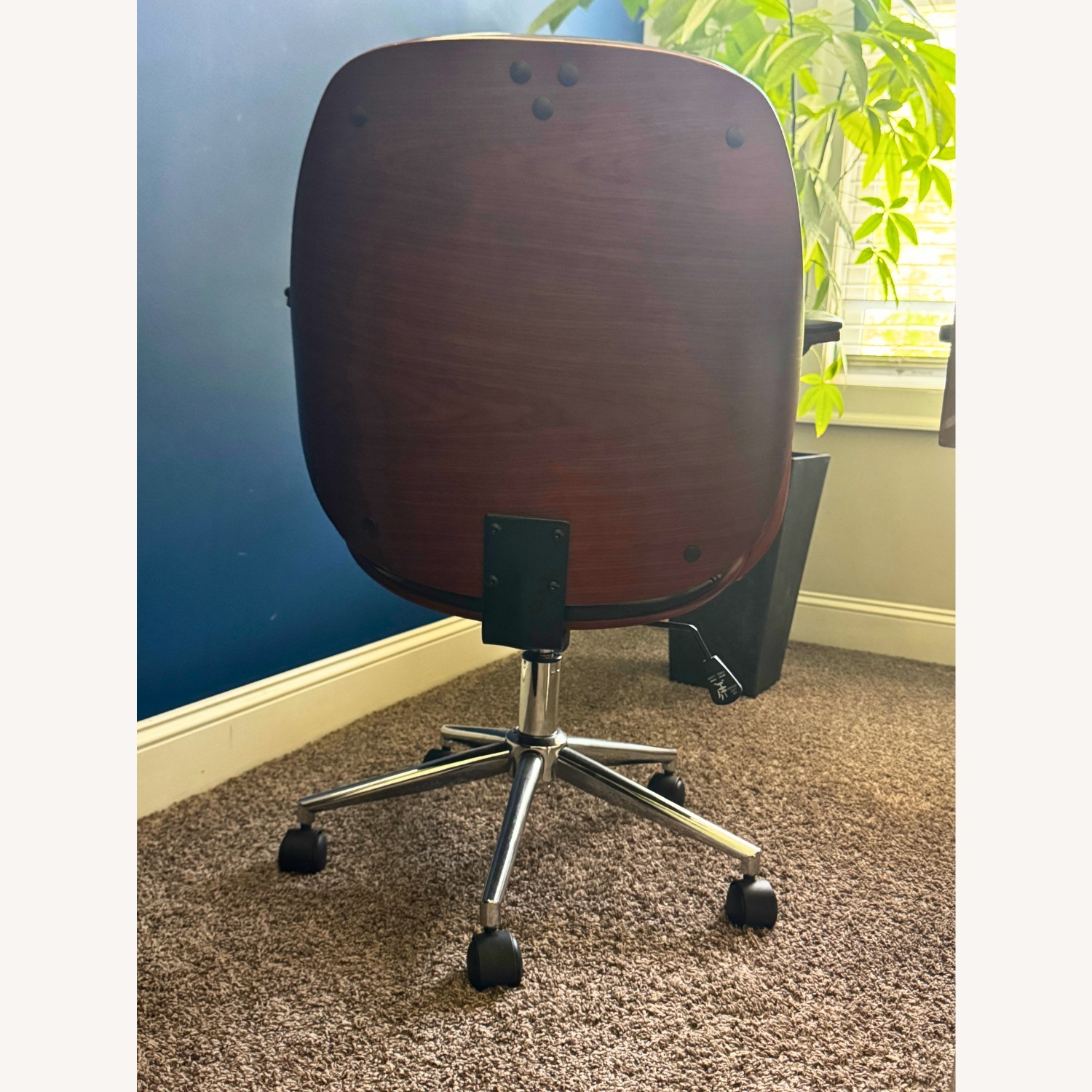Black Leather & Walnut Bentwood Executive Chair - image-3