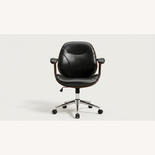 Used Black Leather & Walnut Bentwood Executive Chair for sale on AptDeco