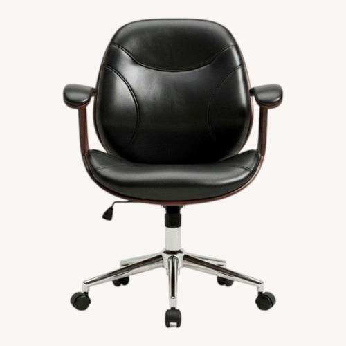 Used Black Leather & Walnut Bentwood Executive Chair for sale on AptDeco