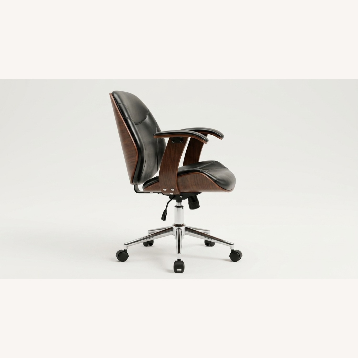 Black Leather & Walnut Bentwood Executive Chair - image-2