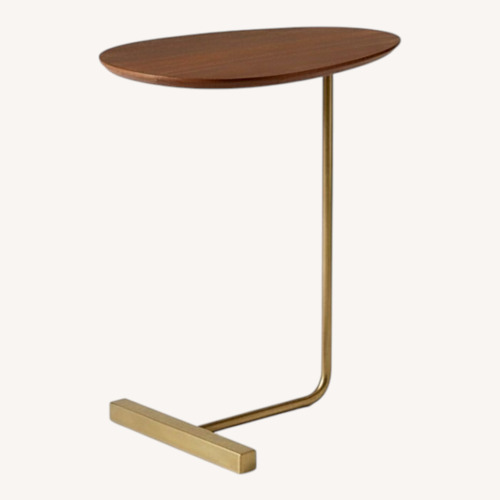 Used West Elm Charley C-Side Table — Walnut & Brass for sale on AptDeco