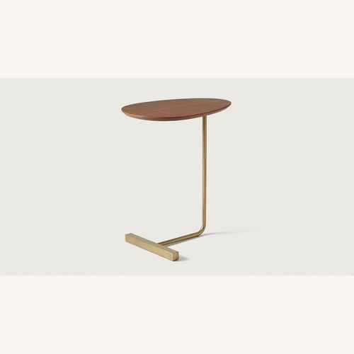 Used West Elm Charley C-Side Table — Walnut & Brass for sale on AptDeco