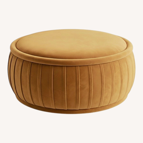 Used TOV Rylee Round Velvet Ottoman -  Golden for sale on AptDeco