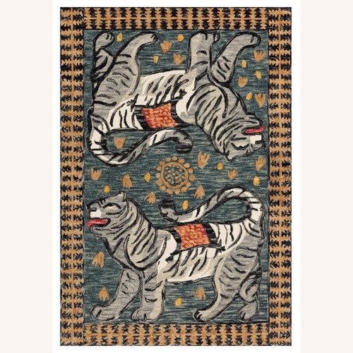 Used Justina Blakeney x Loloi Tigress Wool Hooked Rug 3'6" W x 5'6" for sale on AptDeco