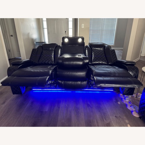 Used Black Leather 3+ Seater Sofa for sale on AptDeco