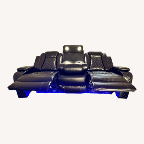 Used Black Leather 3+ Seater Sofa for sale on AptDeco