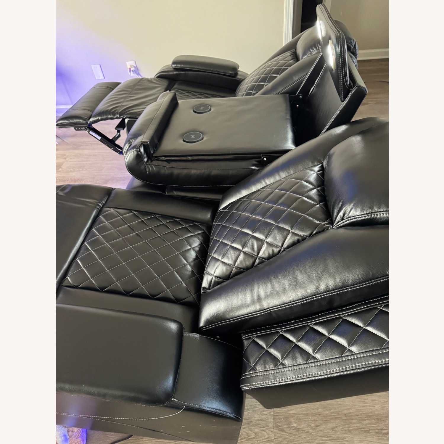 Black Leather 3+ Seater Sofa - image-3