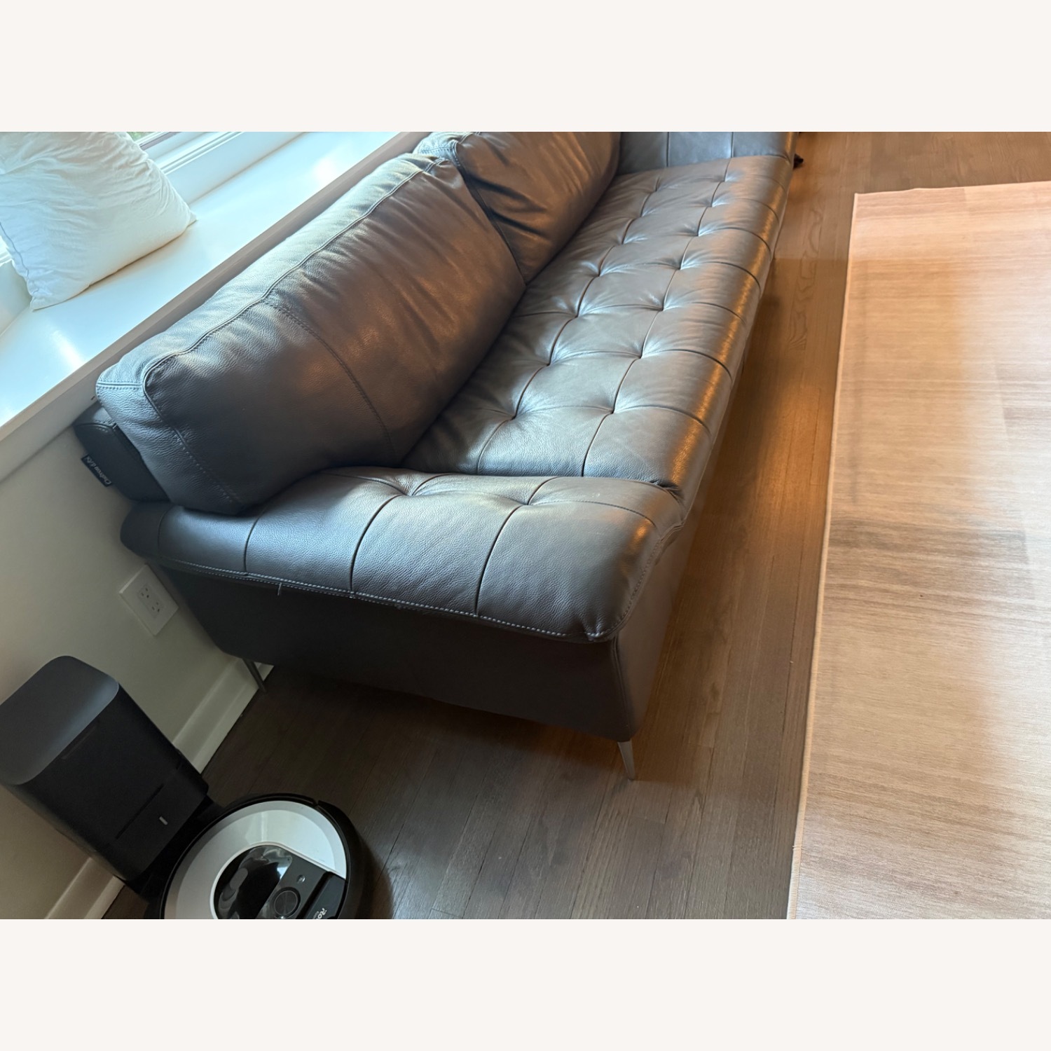 Bloomingdale's Dark Gray Leather 2 Seater Sofa - image-6