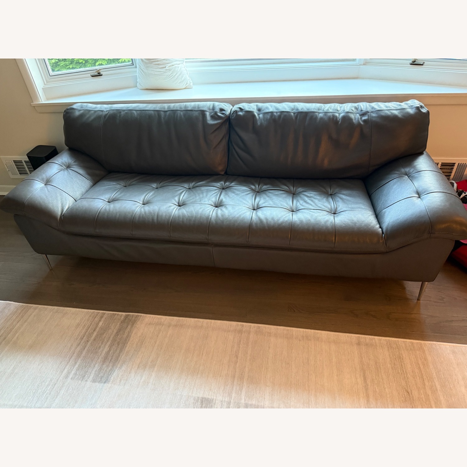 Bloomingdale's Dark Gray Leather 2 Seater Sofa - image-7