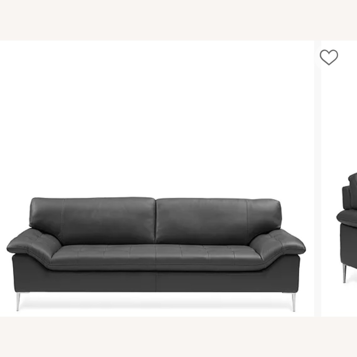 Bloomingdale's Dark Gray Leather 2 Seater Sofa - image-1