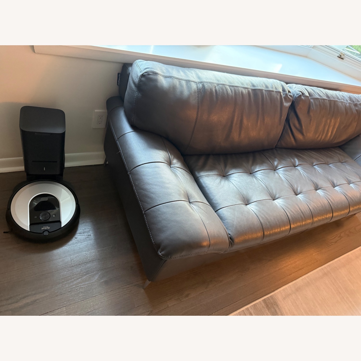 Bloomingdale's Dark Gray Leather 2 Seater Sofa - image-5