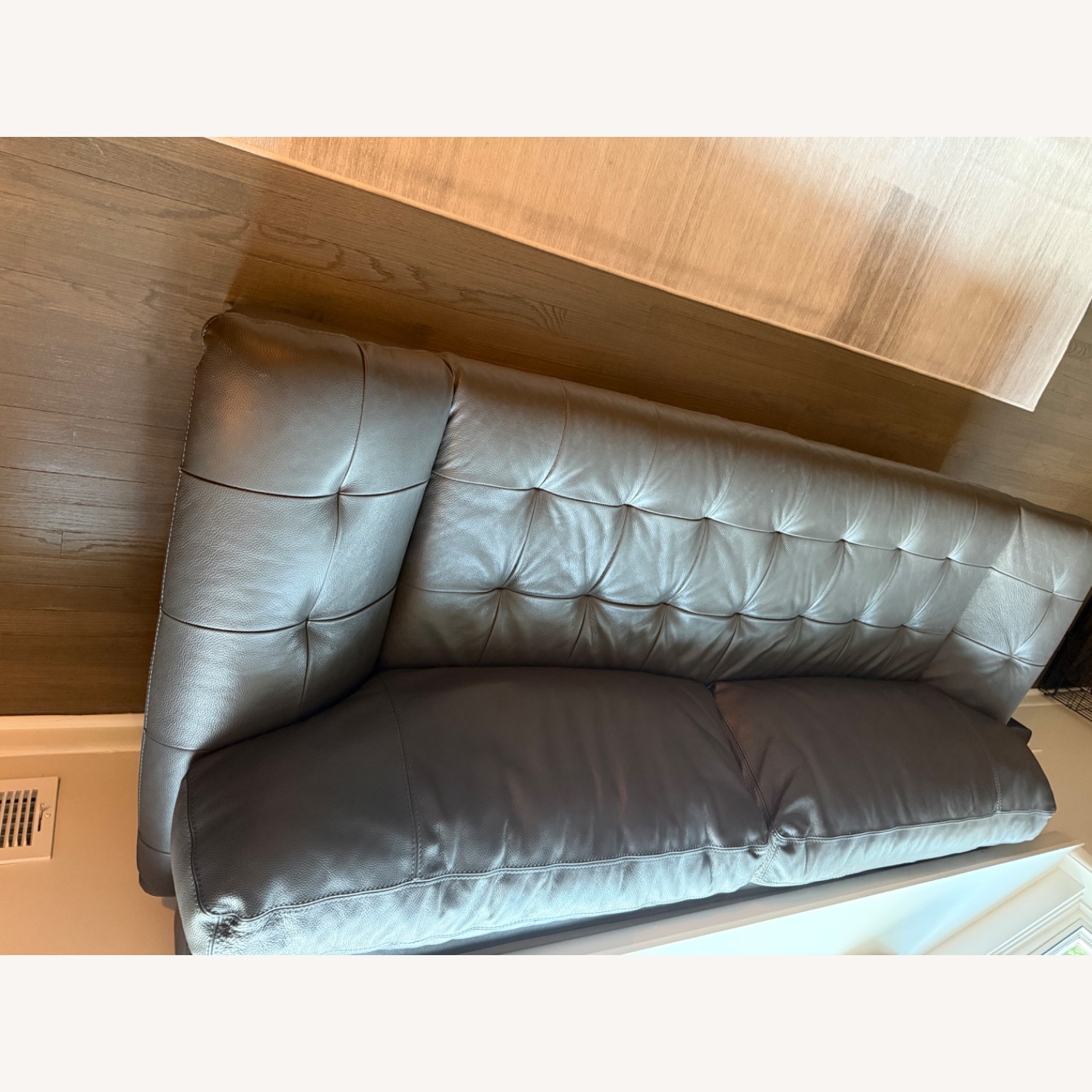 Bloomingdale's Dark Gray Leather 2 Seater Sofa - image-2
