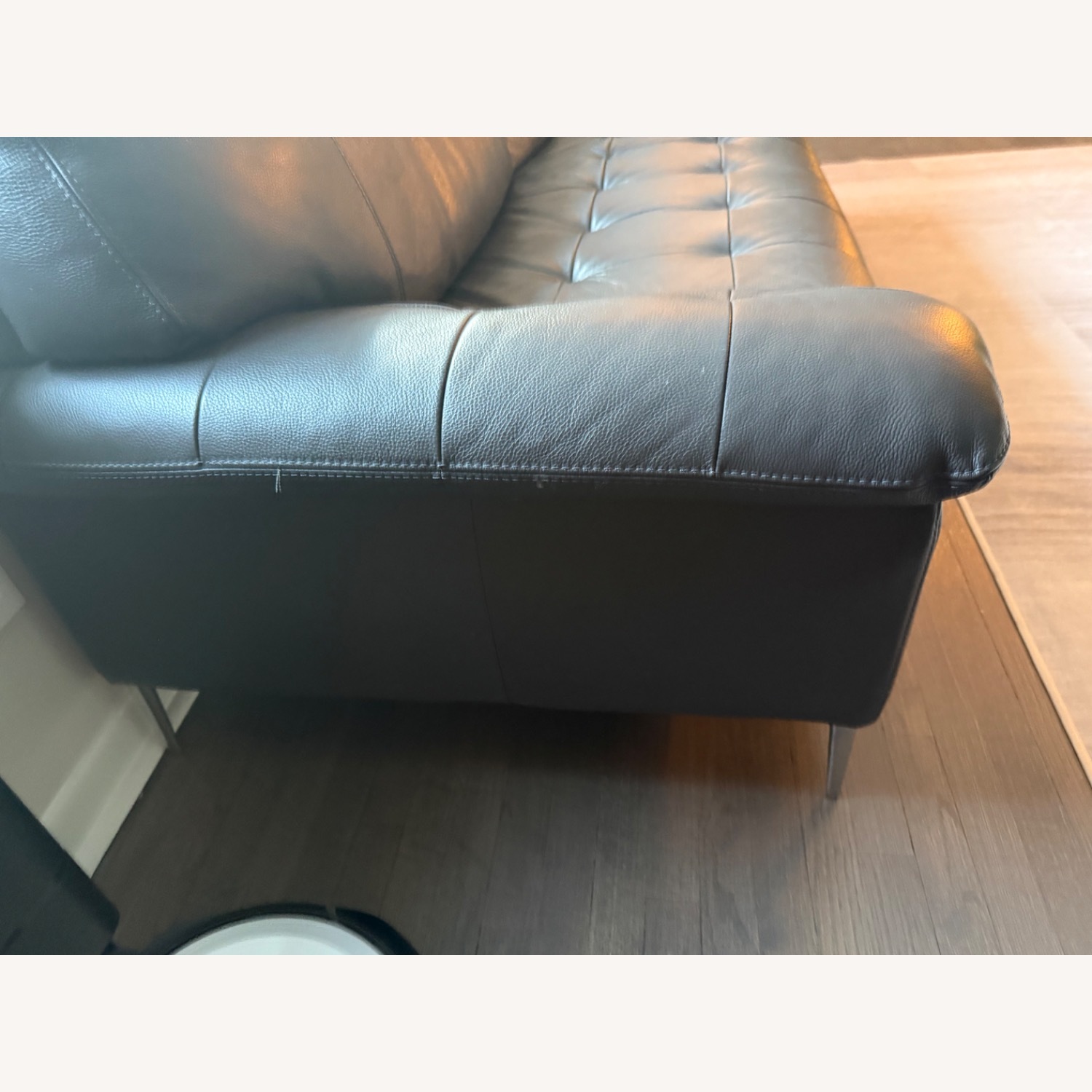 Bloomingdale's Dark Gray Leather 2 Seater Sofa - image-4