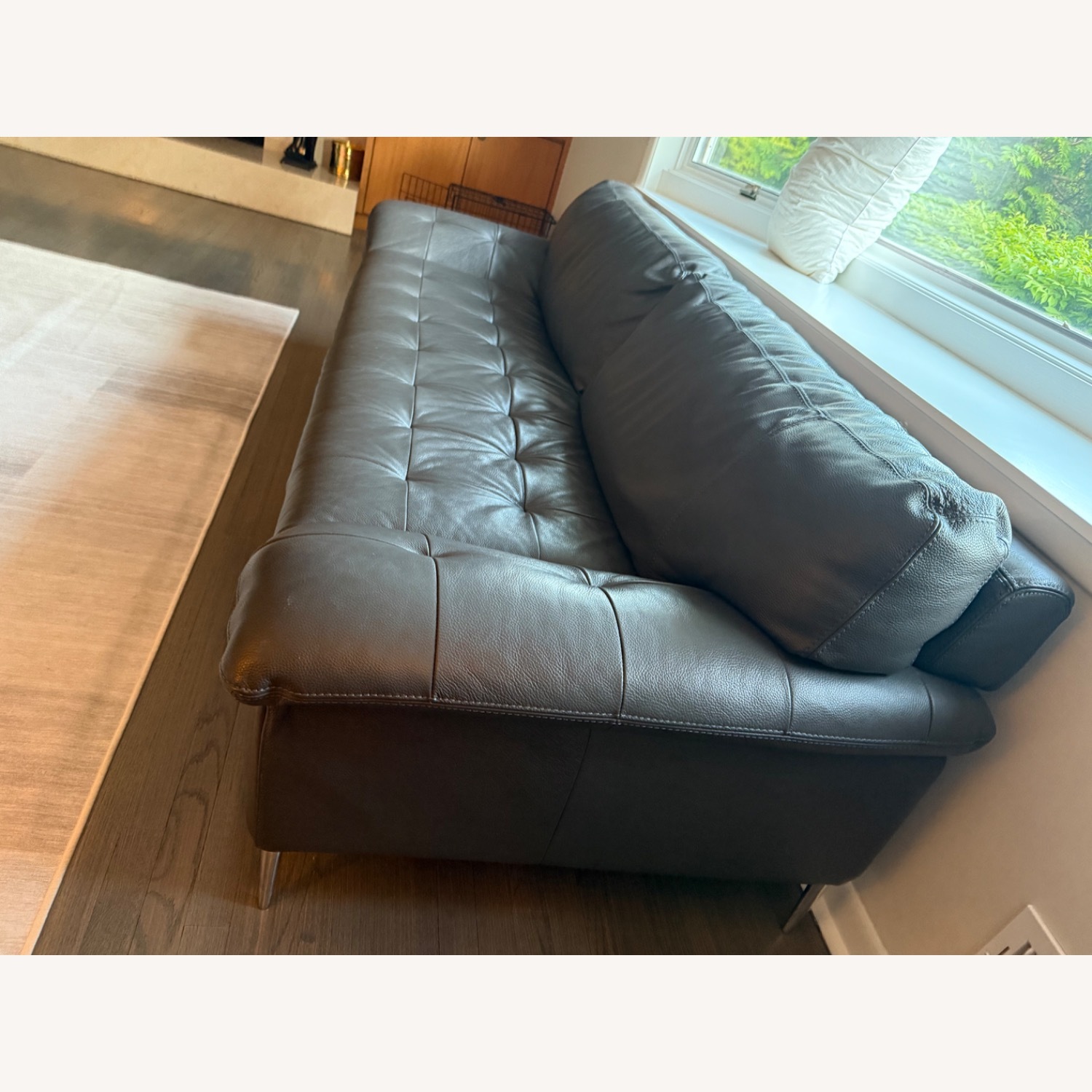Bloomingdale's Dark Gray Leather 2 Seater Sofa - image-3