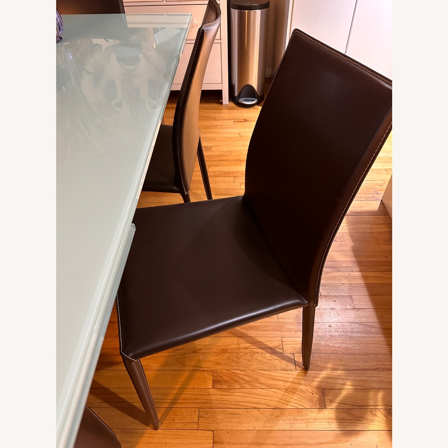 Bontempi Dark Brown Leather Dining Chairs - image-1