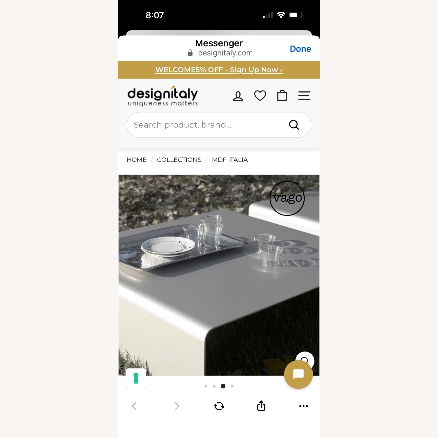 MDF Italia Light Gray Aluminum Coffee Table - image-3