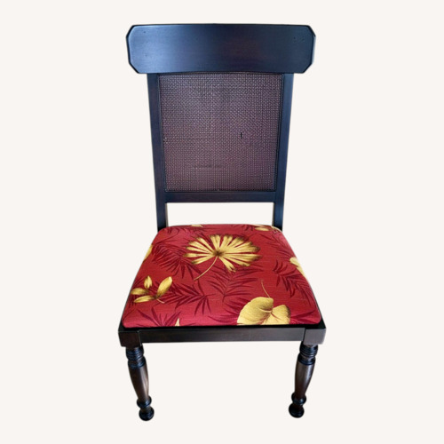 Used Baker Furniture Red/ Gold Pattern Dining Chairs for sale on AptDeco