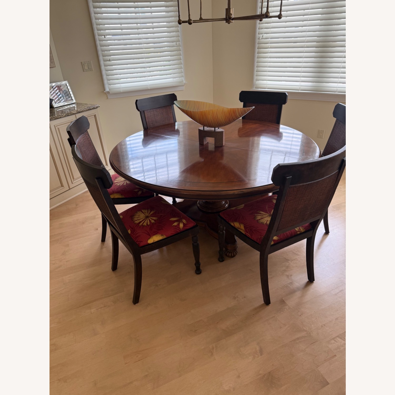 Baker Furniture Red/ Gold Pattern Dining Chairs - image-4