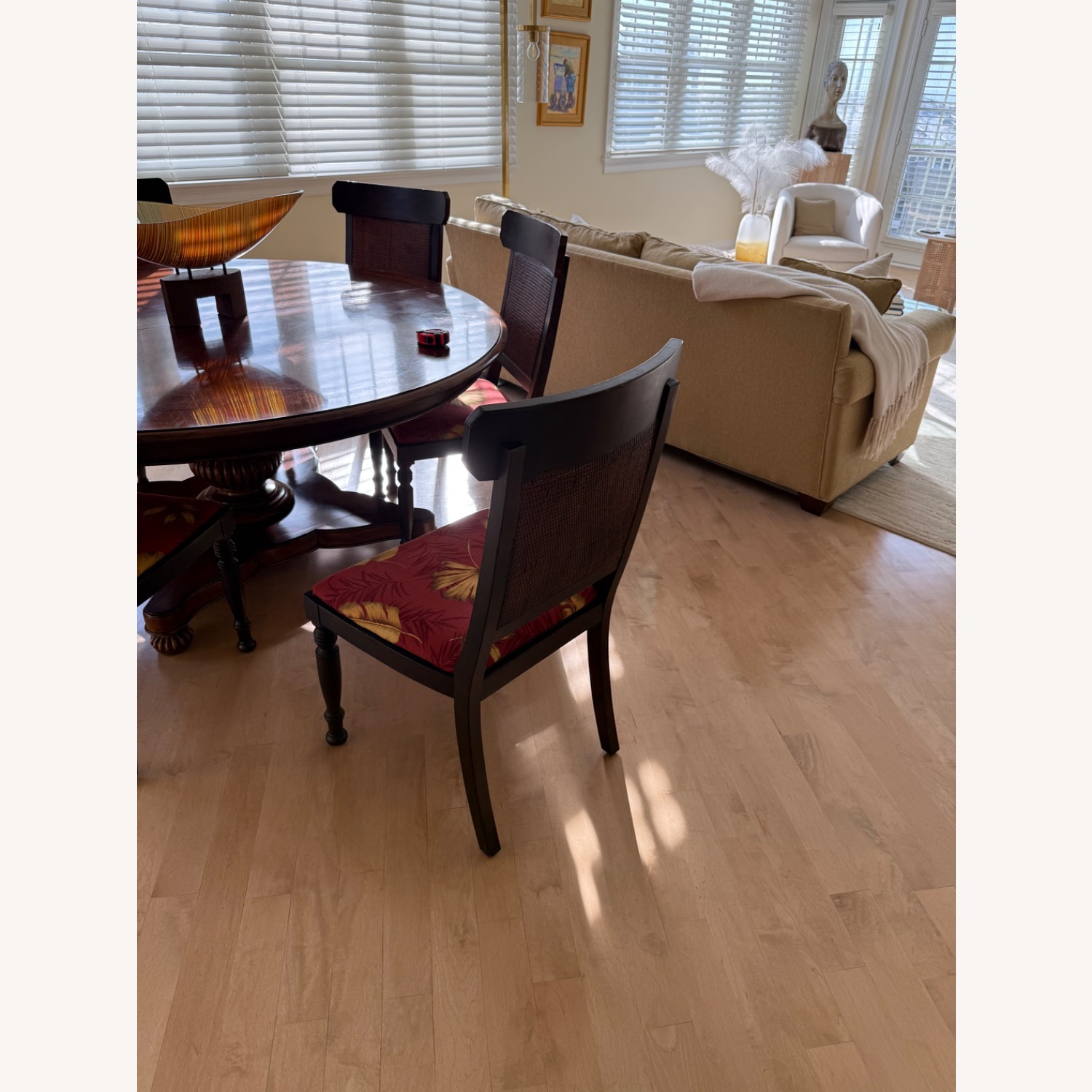 Baker Furniture Red/ Gold Pattern Dining Chairs - image-2