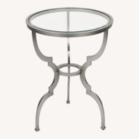 Ethan Allen Silver Metal Side Table