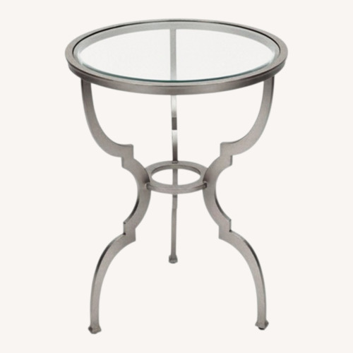 Used Ethan Allen Silver Metal Side Table for sale on AptDeco
