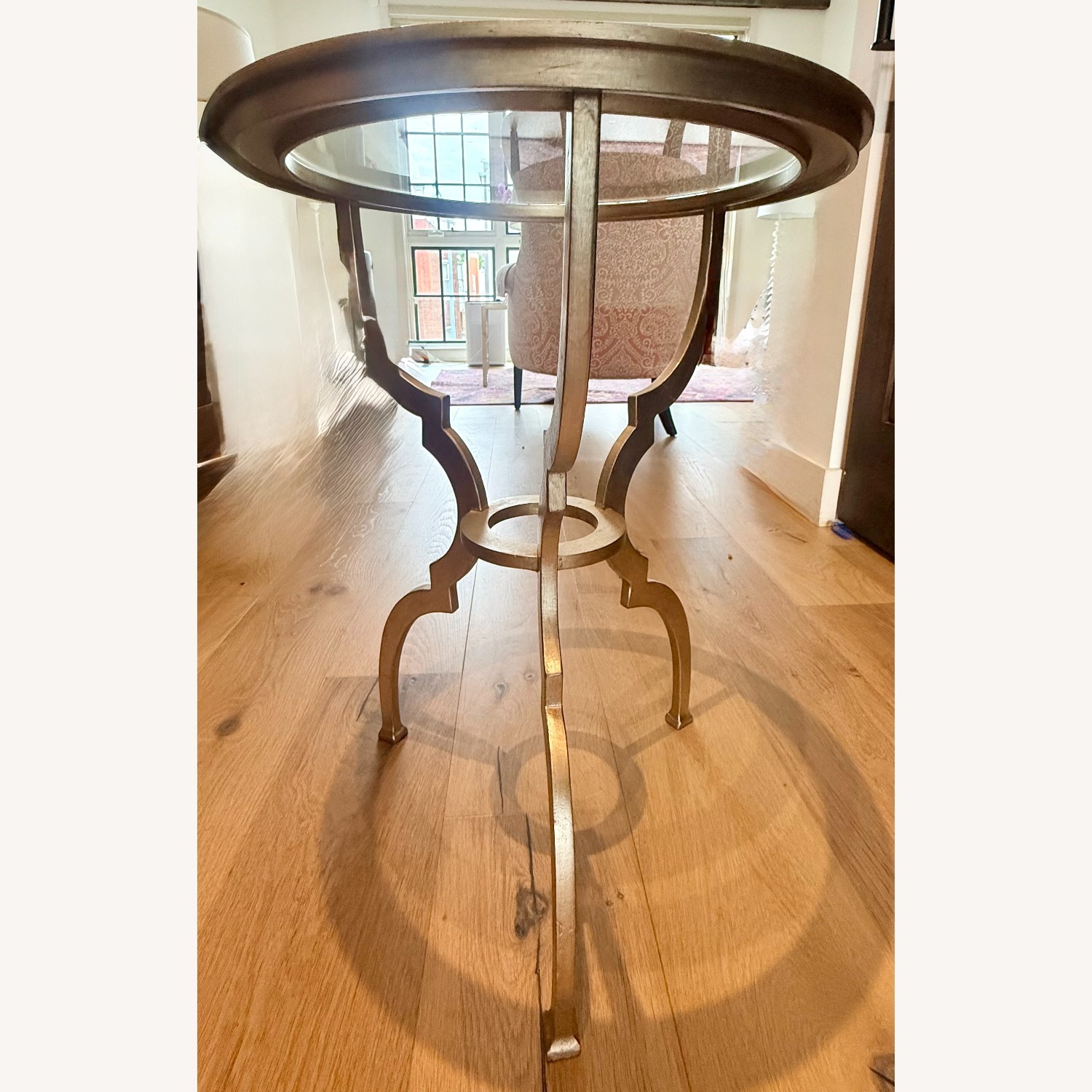 Ethan Allen Silver Metal Side Table - image-1