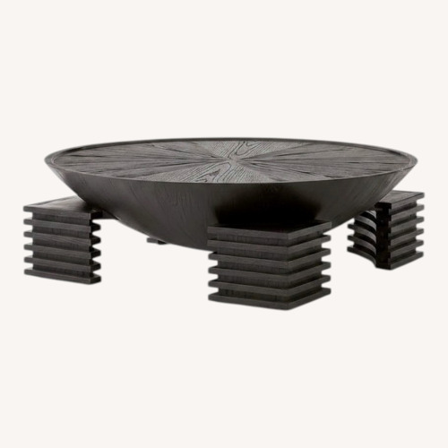 Used CB2 Dome Black Wood Coffee Table for sale on AptDeco