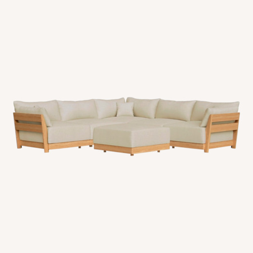 Used Inside Weather Bondi White Wood 3+ Piece Sectional for sale on AptDeco