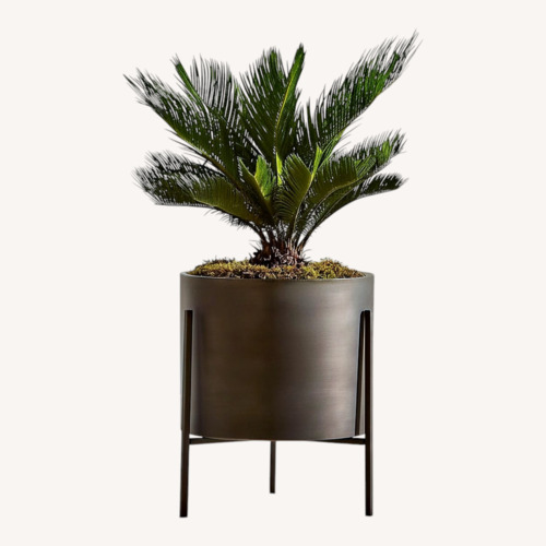 Used Crate & Barrel Dundee Dark Brown Metal Planter for sale on AptDeco