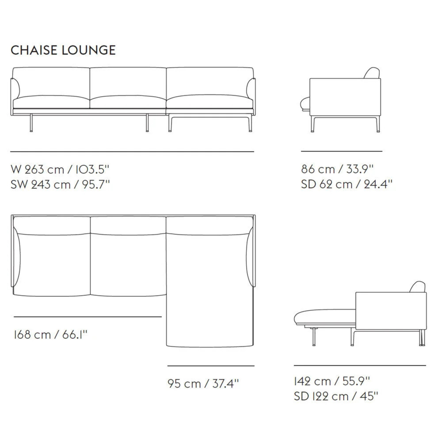 Muuto Outline Sectional in Mode Surf Grey Fabric - image-1