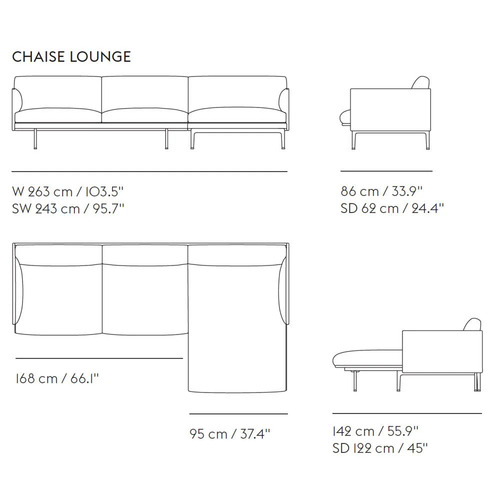 Used Muuto Outline Sectional in Mode Surf Grey Fabric for sale on AptDeco