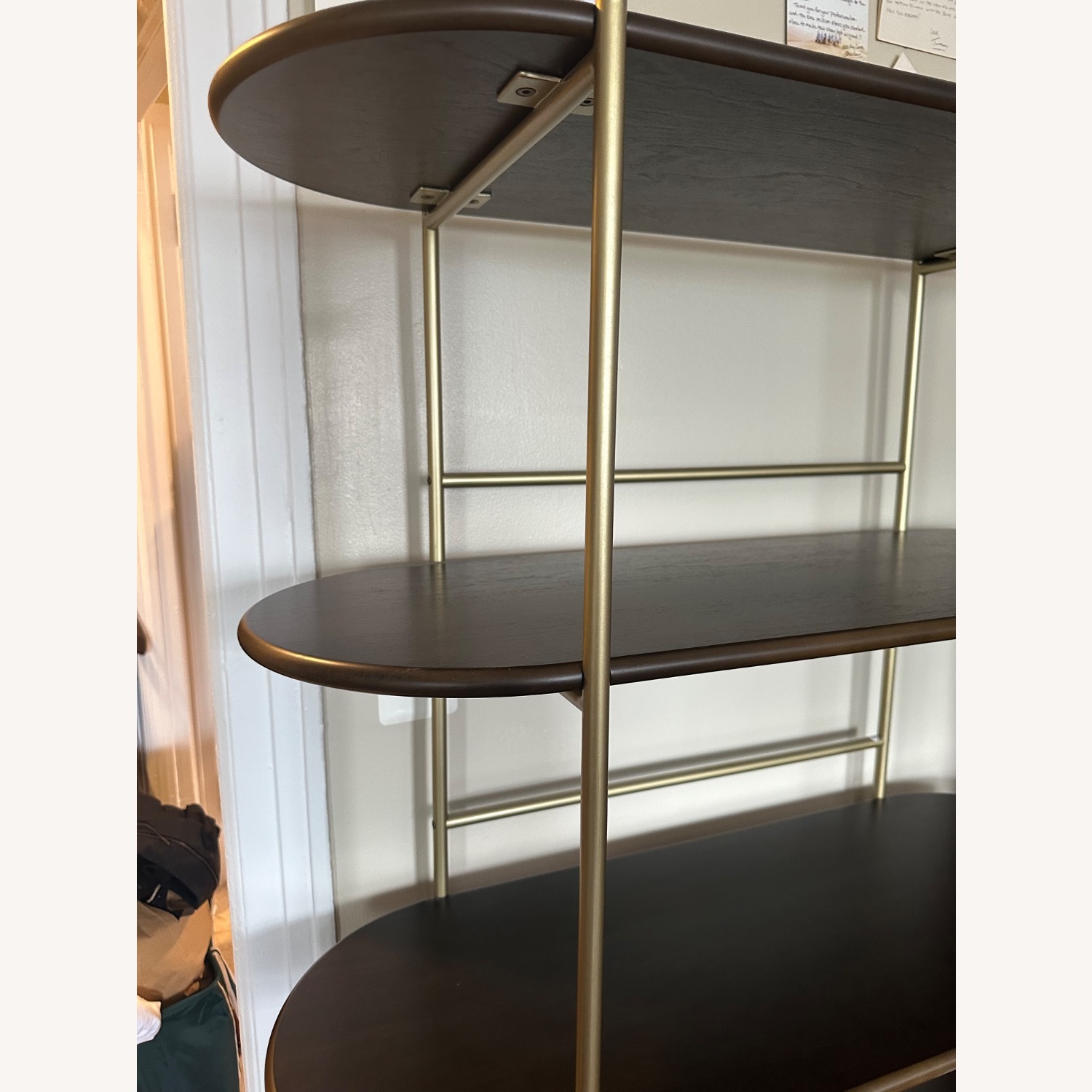 West Elm Tiered Dark Brown Brass Bookcase - image-3